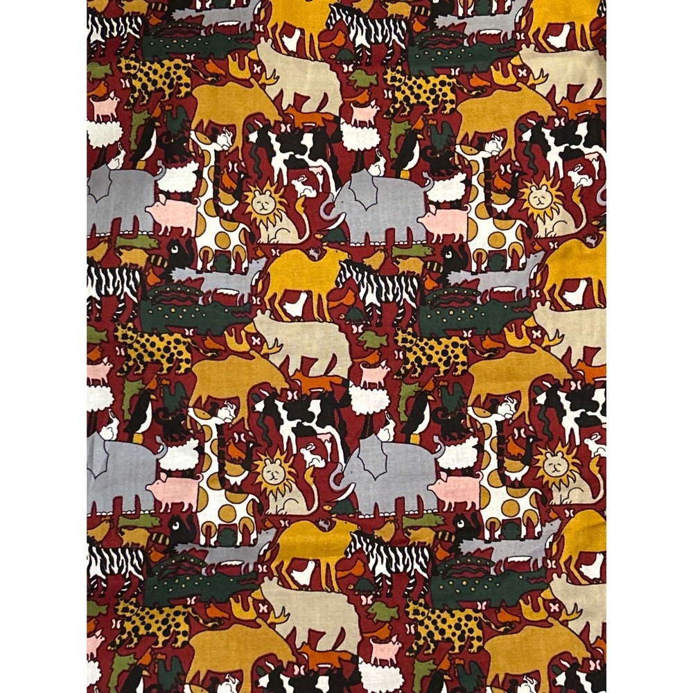Vintage Noah's Ark Pinnacle Fabrics Cotton Textile Animal Print Retro Nursery